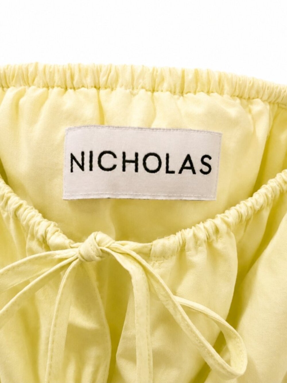 NICHOLAS Shirred Cotton Poplin Tie Shoulder Maxi Dress Lime Chartreuse US 10 NWT - Picture 7 of 7